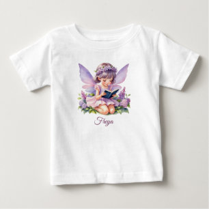 Camiseta Para Bebê Freya Lilac Fada Personalizada Bebê T-Shirt