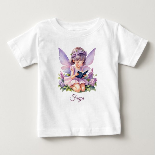 Camiseta Para Bebê Freya Lilac Fada Personalizada Bebê T-Shirt (Frente)