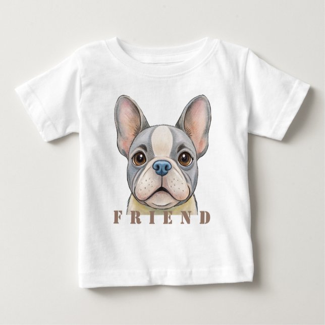 Camiseta Para Bebê Friend Bulldog (Frente)