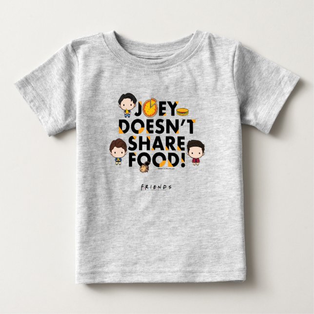 Camiseta Para Bebê FRIENDS™ | Joey Não Divide Comida Chibi (Frente)