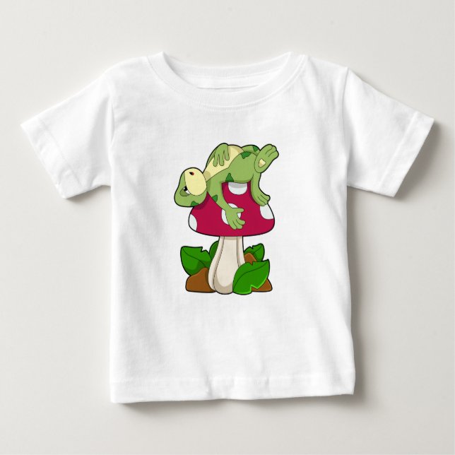 Camiseta Para Bebê Frog at Sleeping with Mushroom (Frente)