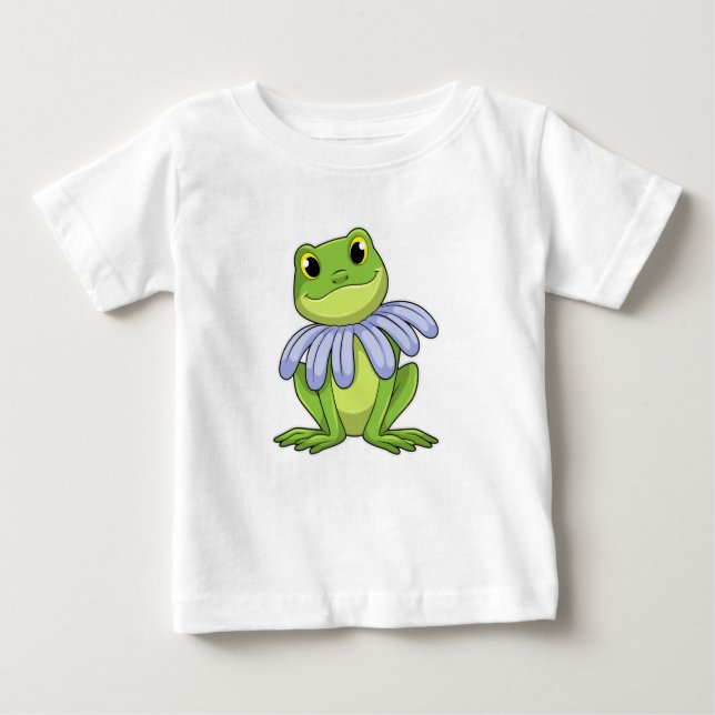 Camiseta Para Bebê Frog with Daisy (Frente)