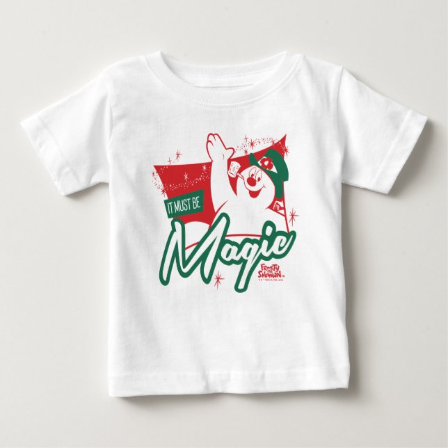 Camiseta Para Bebê Frosty, o Neve - Deve Ser Magia (Frente)