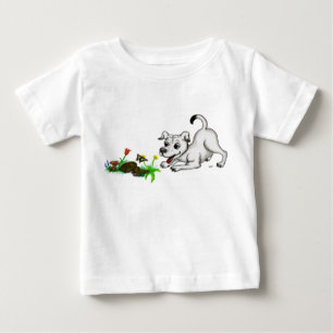 Camiseta Para Bebê Frühlingserwachen, Welpe mit Schmetterling