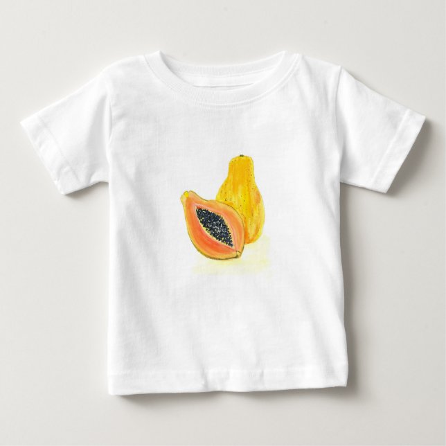 Camiseta Para Bebê Fruta de aquarela da Papaya (Frente)