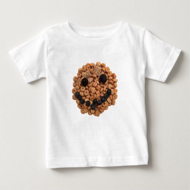Camiseta Para Bebê Fruta Sorridente e Face Cereal (Frente)