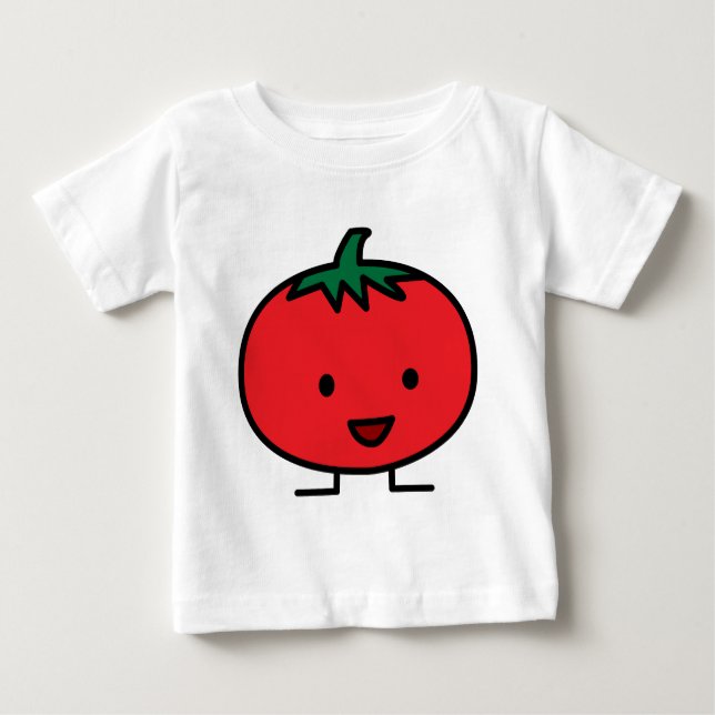 Camiseta Para Bebê Fruta vegetal vermelha do tomate feliz (Frente)