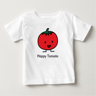 Camiseta Para Bebê Fruta vegetal vermelha do tomate feliz