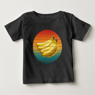 Camiseta Para Bebê Frutas de banana vintage comida saudável vegana