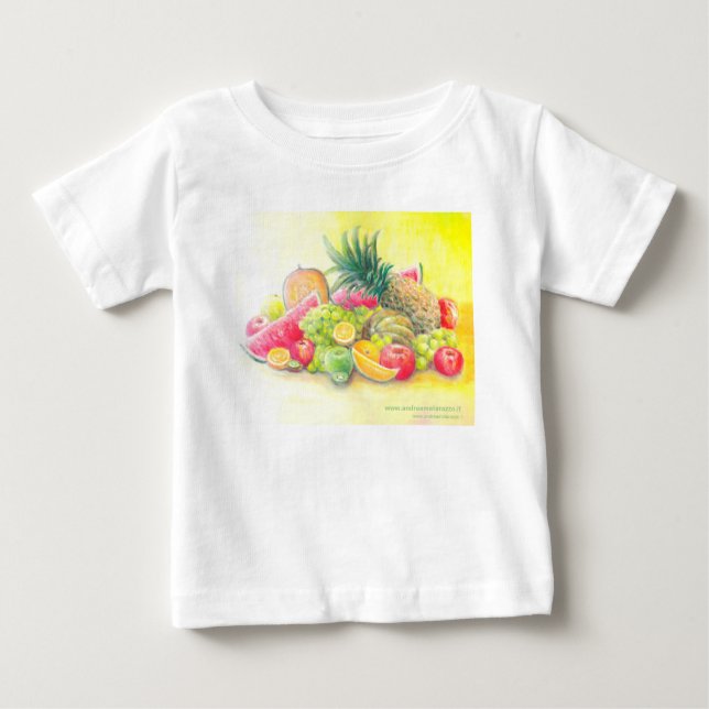 Camiseta Para Bebê Frutas felizes (Frente)