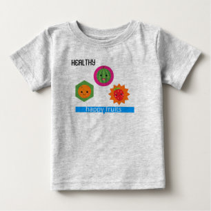 Camiseta Para Bebê Frutas saudáveis e felizes
