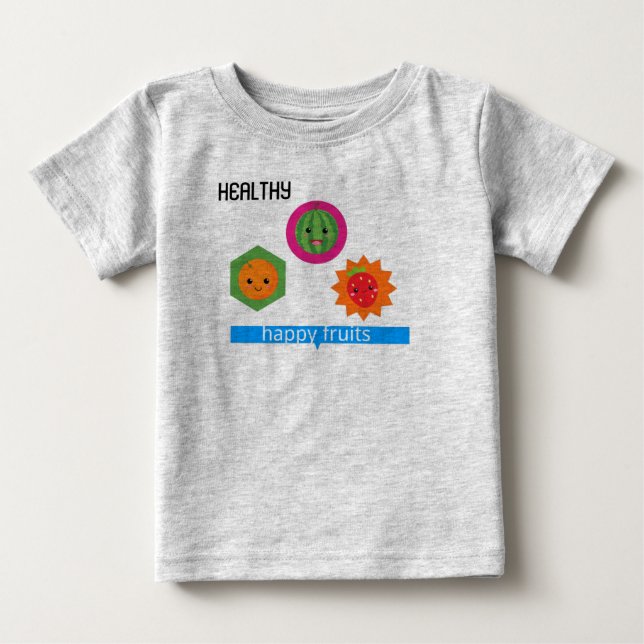 Camiseta Para Bebê Frutas saudáveis e felizes (Frente)