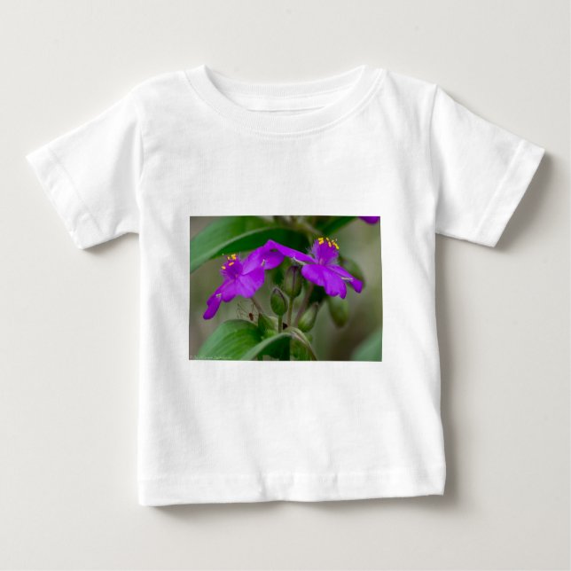 Camiseta Para Bebê Fuchsia Spiderwort Gêmeos de flor selvagem present (Frente)