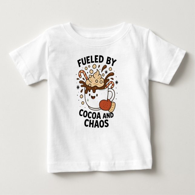 Camiseta Para Bebê Fueled by Cocoa and Chaos – Cute Christmas (Frente)
