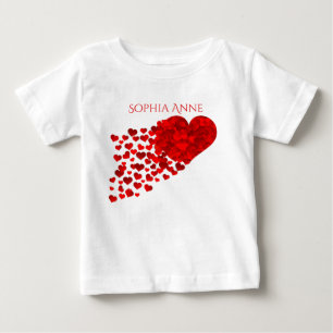 Camiseta Para Bebê Fuga dos corações dos confetes personalizados
