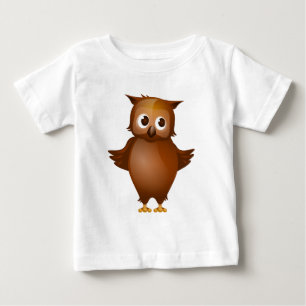 Camiseta Para Bebê Fundo editável - coruja bonito de Brown