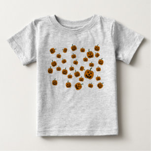 Camiseta Para Bebê Fundo Jack O' Lanternas