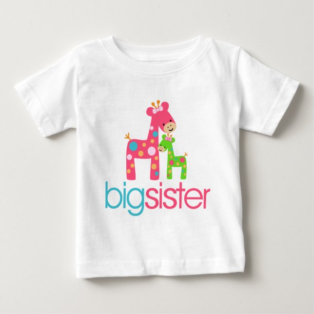 Camiseta Para Bebê Funky Giraffe Big Sister Tshirt (Frente)