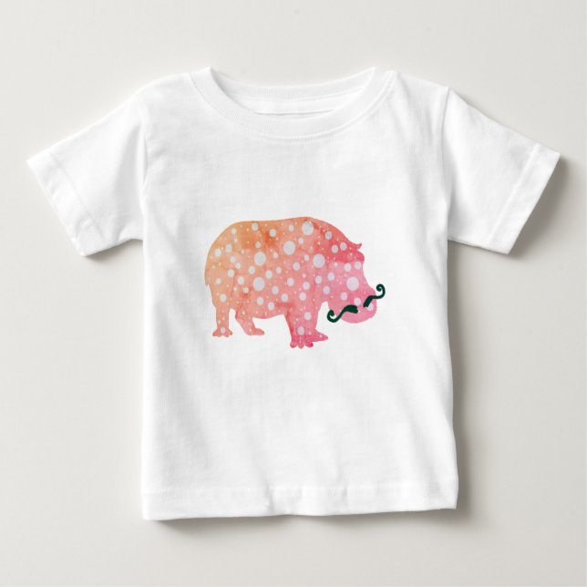 Camiseta Para Bebê Funky Hippopotamus senhorToddler Ruffle Tee, Branc (Frente)
