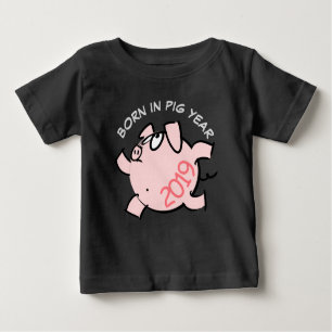 Camiseta Para Bebê Funny 6 Cartoon Illustration Pink Pig 2019 Baby T