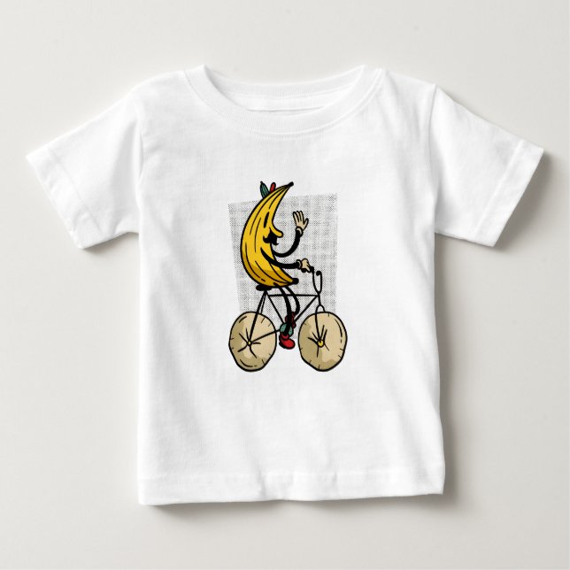 Camiseta Para Bebê Funny Banana Biker Cartoon Design (Frente)