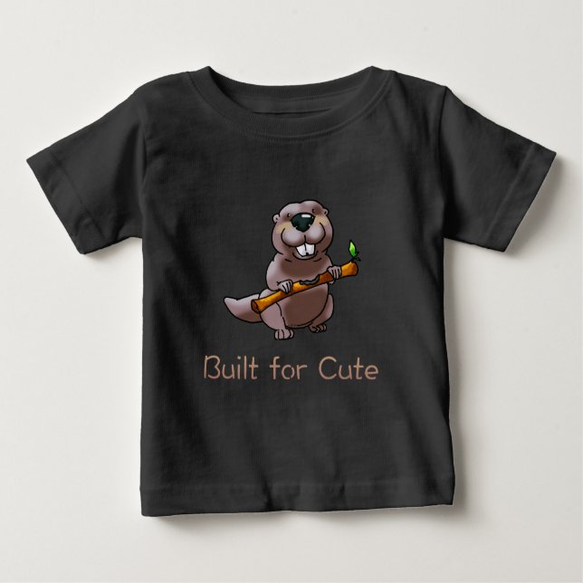 Camiseta Para Bebê Funny Beaver Cartoon – Built for Cute (Frente)
