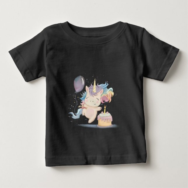 Camiseta Para Bebê Funny Birthday Unicorn (Frente)