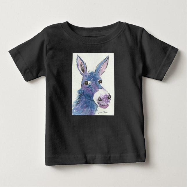 Camiseta Para Bebê Funny Blue Donkey (Frente)