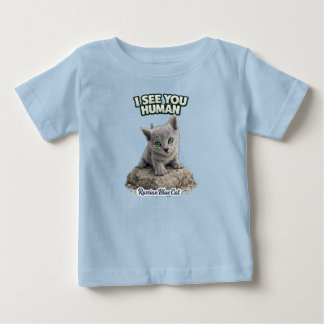 Camiseta Para Bebê Funny Cat Kids T-Shirt – Russian Blue Kitten