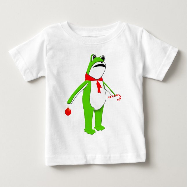 Camiseta Para Bebê Funny Christmas Frog (Frente)