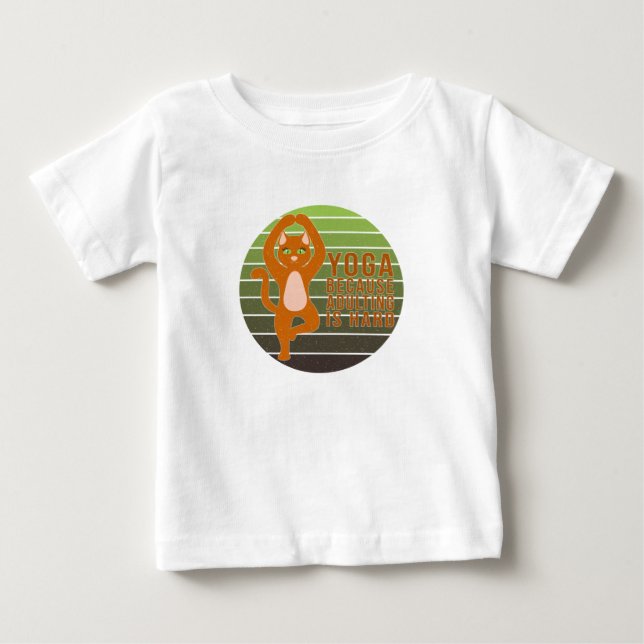 Camiseta Para Bebê Funny cute cat doing yoga. funny yoga design (Frente)