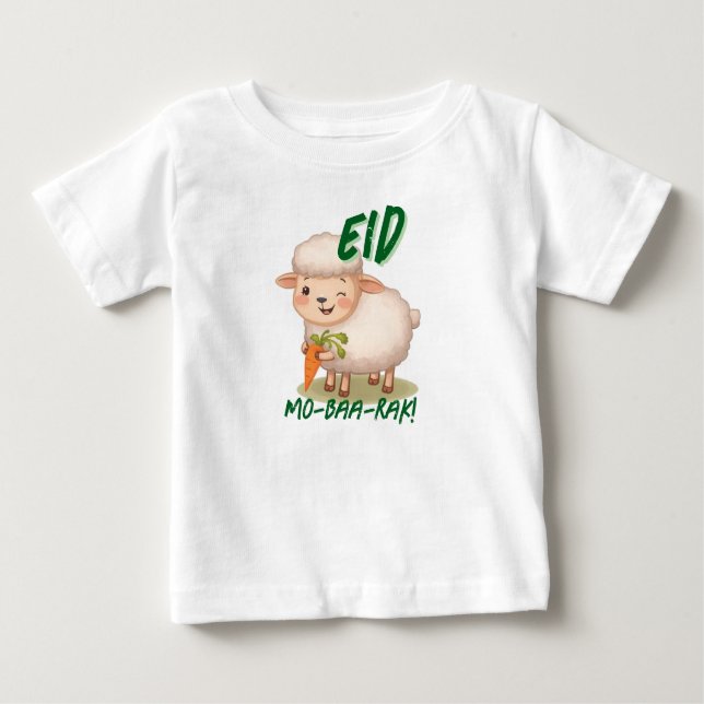 Camiseta Para Bebê Funny cute Sheep Eid Adha funny Baby Clothes  (Frente)