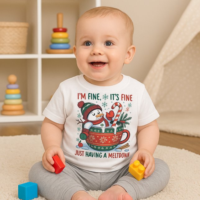 Camiseta Para Bebê Funny Just Having A Meltdown Snowman  Christmas  (Criador carregado)
