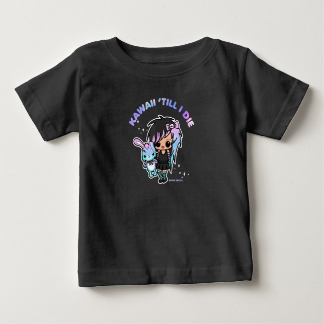 Camiseta Para Bebê Funny Kawaii Pastel Gótico Emo Gothic Chibi Anime  (Frente)