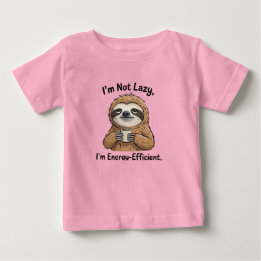 Camiseta Para Bebê Funny Sloth Kids T-Shirt – I’m Not Lazy I’m Energy