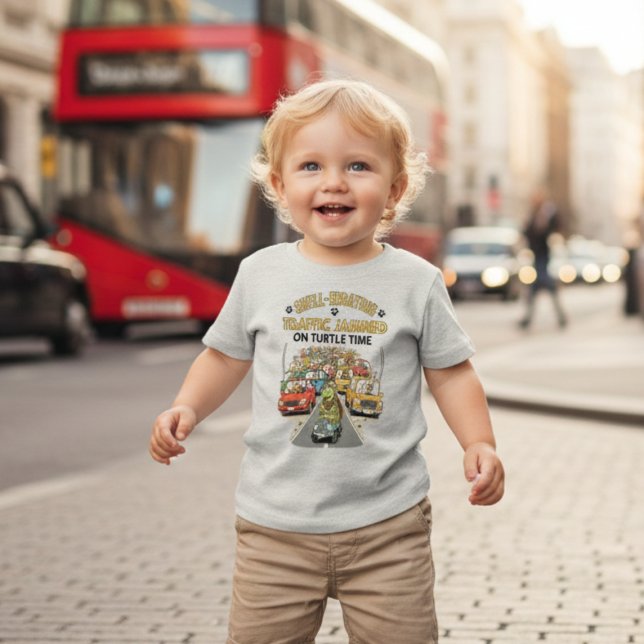 Camiseta Para Bebê Funny Turtle Traffic Jam Shell-ebrating (Criador carregado)