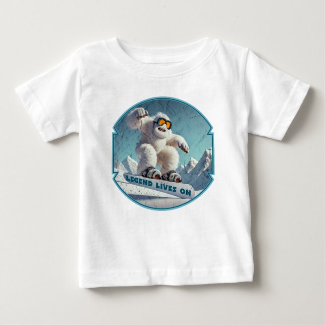 Camiseta Para Bebê Funny Yeti Legend Snowboard Winter Adventure (Frente)
