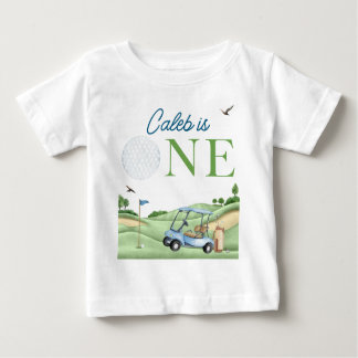 Camiseta Para Bebê Furo no Primeiro Menino de Golfe Primeiro Aniversá