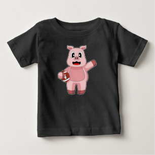 Camiseta Para Bebê Futebol Americano de Suínos