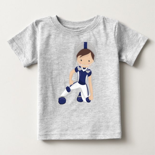 Camiseta Para Bebê Futebol Americano, Rugby, Menino Bonito, Cabelo Ca (Frente)