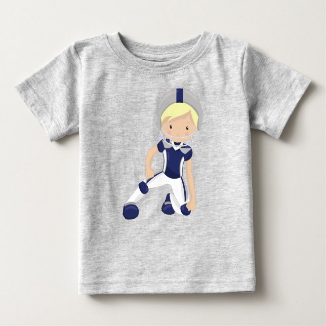 Camiseta Para Bebê Futebol Americano, Rugby, Menino Bonito, Cabelo Lo (Frente)