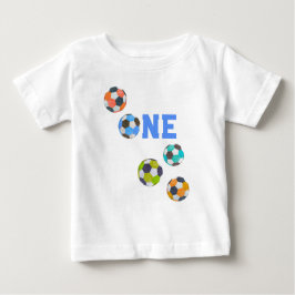 Camiseta Para Bebê Futebol Balls One First Birday