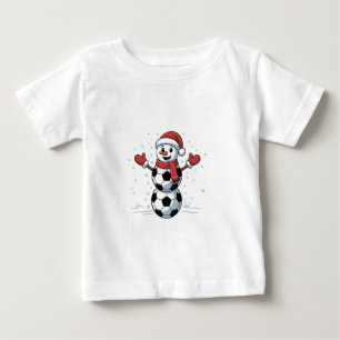 Camiseta Para Bebê Futebol de Boneco de Neve Natal Papai Noel Beisebo
