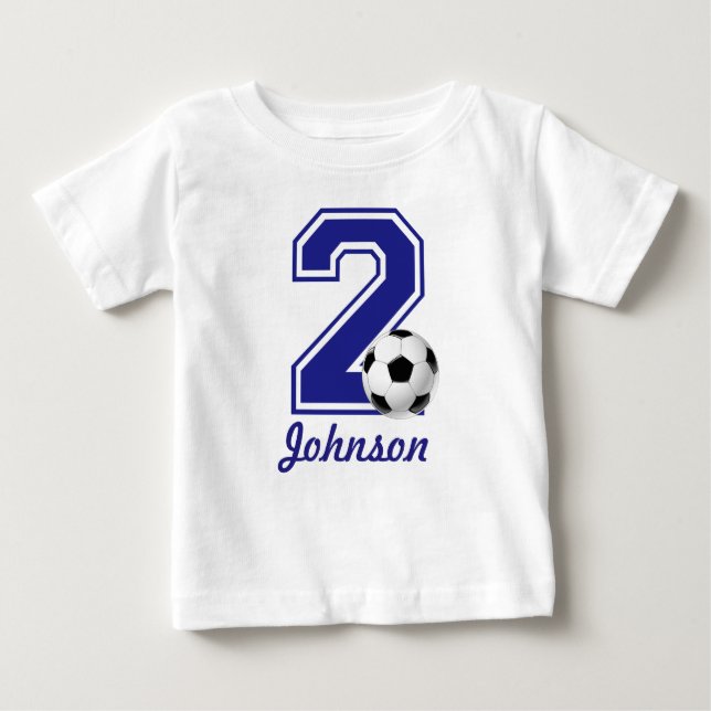 Camiseta Para Bebê Futebol de segundo aniversário, personalizado para (Frente)