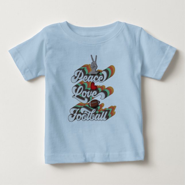 Camiseta Para Bebê Futebol do Peace Love, sublimação do futebol retrô (Frente)