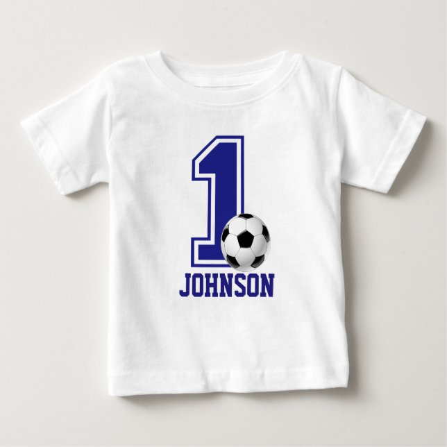 Camiseta Para Bebê Futebol do primeiro aniversario, personalizado par (Frente)