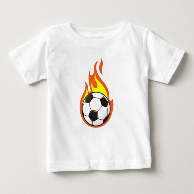 Camiseta Para Bebê Futebol em Chamas (Frente)