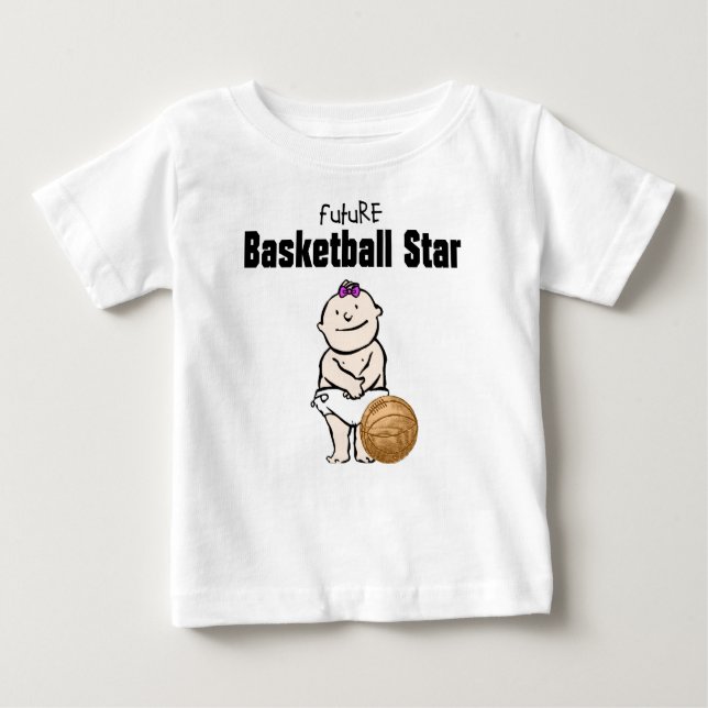 Camiseta Para Bebê Futura t-shirts de menina de basquete (Frente)