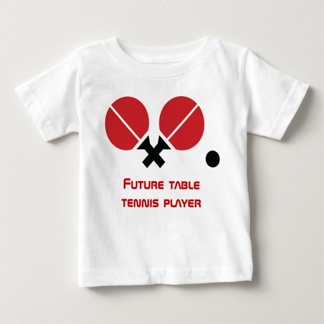 Camiseta Para Bebê Futuras raquetes de jogadores de pingue-pongue de  (Frente)