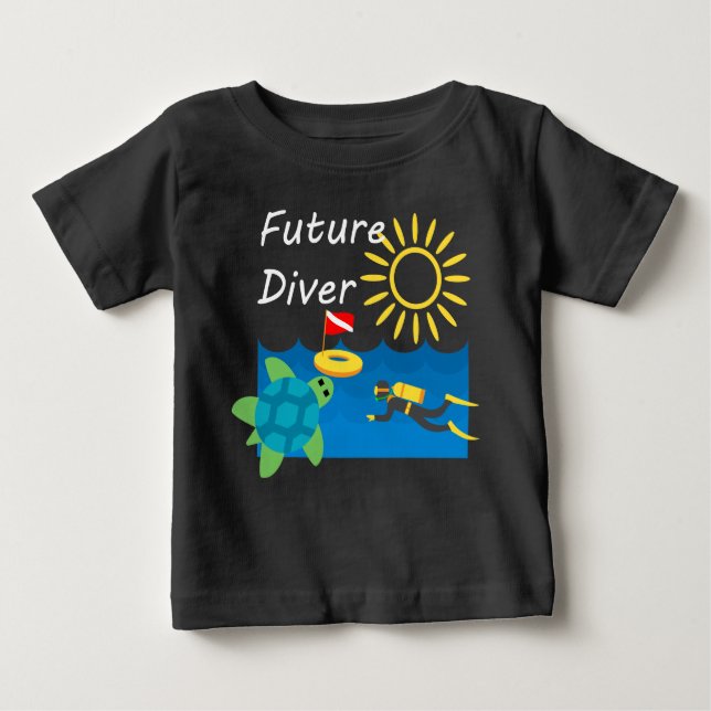 Camiseta Para Bebê Future Diver Design - Baby Fine Jersey T Shirt (Frente)